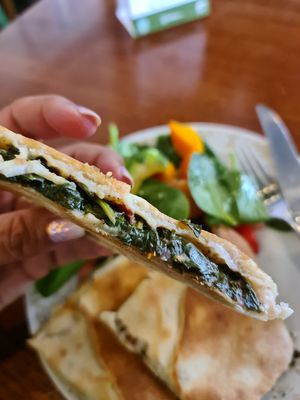 Spinach triangle at The Corner Boutique Coffee Bar in Gisborne