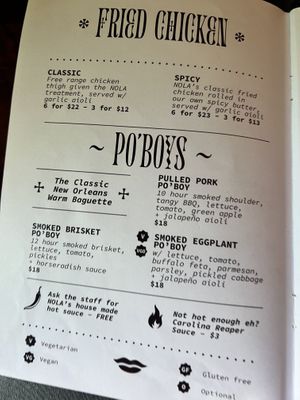 Menu  at NOLA Craft Beer & Whiskey in Adelaide