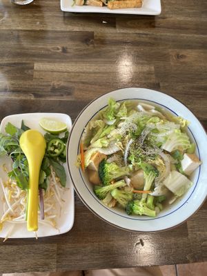 Pho, not pictured: chili sauce tray   at Sunflower in Austin