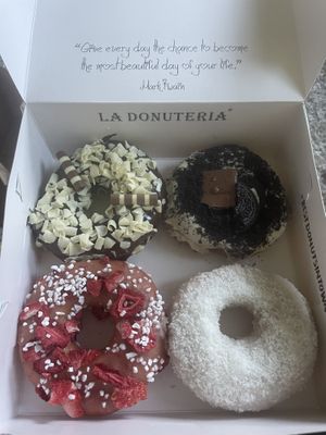 The bottom two (strawberry and coconut cream) were vegan  at La Donuteria in Budapest