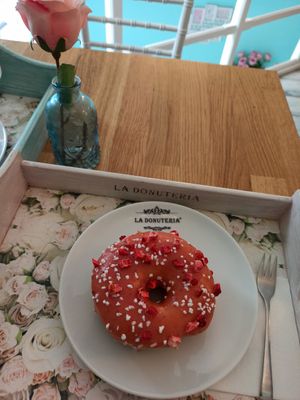 Fresh Strawberry donut at La Donuteria in Budapest