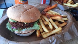 Vegan bean burger at KRUBB in Hagersten