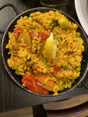 Paella de veduras (tapas paella, not from the paella section)   at Gussto Tapas Bar in Durham