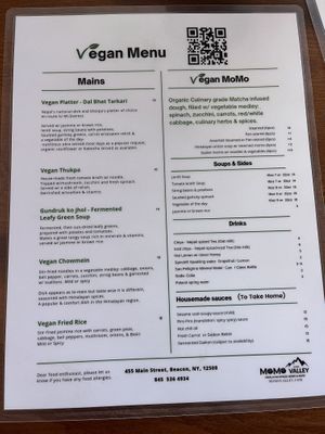 They have an entire vegan menu! And the food is so delicious.   at Momo Valley in Beacon