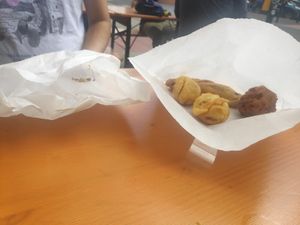 Half of the snacks we ordered (other half rapidly consumed) at Lily's Deli - Ancoats in Manchester