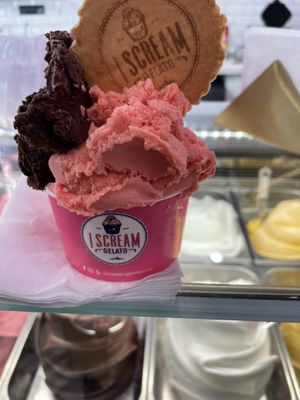 Blood orange, dark chocolate, and pistachio!   at I Scream Gelato in Miami Beach
