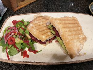 Falafel & Hummus sandwich  at Brambles Bistro in Robin Hoods Bay