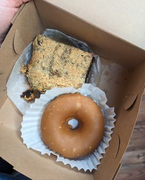 Donut and chocolate coffee cake at Haven On Earth Bakery & Deli in Reno