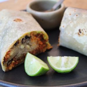 Burrito of chorizo of soy  at Northswell Sabor Natural in Sayulita
