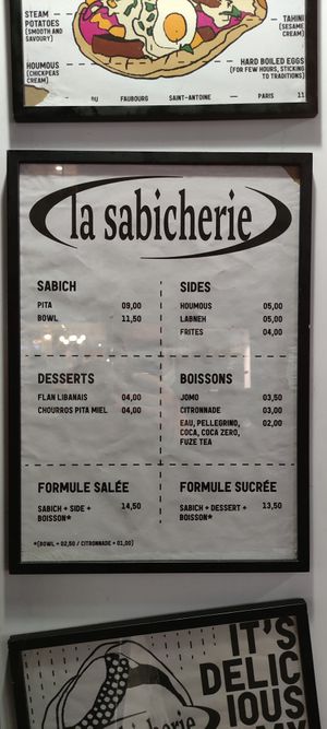 Menu at La Sabicherie in Paris