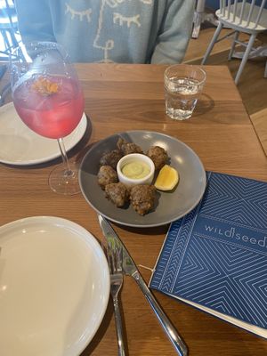 Wildseed Spritz, and mushroom appetizer   at Wildseed  in Palo Alto