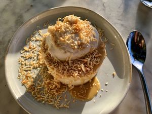 Lemon coconut cheezcake- so filling!  at Wildseed  in Palo Alto