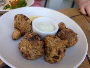 Mushroom fritters at Wildseed  in Palo Alto
