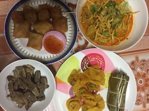 a whole selection of stuff for 2 people for 130B at Ming Kwan in Chiang Mai