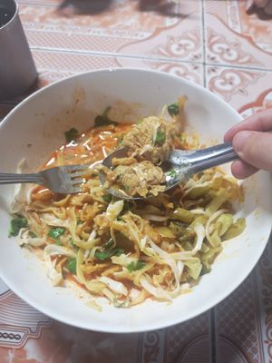 The mock chicken in the Khao Soi is some of the best I've ever had at Ming Kwan in Chiang Mai