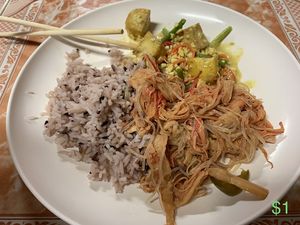 40 baht- pick 2 sides with rice at Ming Kwan in Chiang Mai