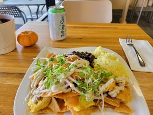 Hands down best plant based chilaquiles I've ever had! at Sabor A Vida Cafe & Deli in Vista