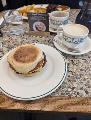 Vegan breakfast burger at Valentinas in Marrickville