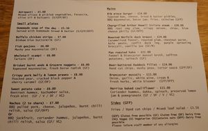 Full menu at The Langham Blue Bell in Langham