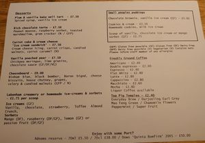 Full menu at The Langham Blue Bell in Langham