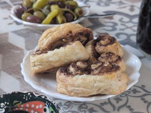 Olive pastries and pickles at O Linós in Paphos