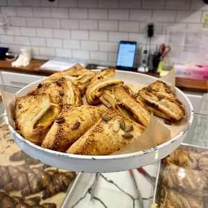 Chick pea samosas, $3.90 each  #Veganuary at Michaeli Bakery - Upper East Side in New York City