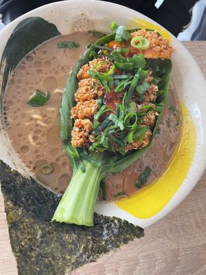 Giga garlic shrooms n chops  at Vegan AF Ramen Katowice in Katowice