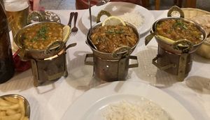 Dal Tadka, Mushroom Bhaji, Vegetable Curry, Plain Rice, Roti   at Curry House in Portimao