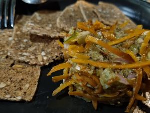 Carrot tartare, least favourite. at Corella in Braddon