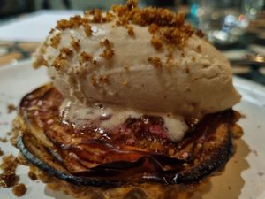 Apple tarte tatin, macadamia icecream. Sooo good. at Corella in Braddon