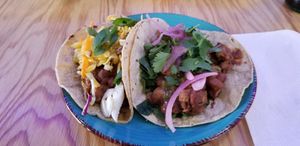 Spicy and mild vegan tacos at Proper Taco in Midland