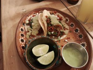 Taquitos at Calavera Coyote Pulquería in Puebla