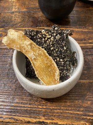 Dried mushroom and seaweed   at Kkot Bape Pida - 꽃 밥에 피다 A Flower Blossom on the Rice in Seoul