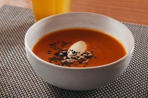 Creme de abóbora assada com queijo mascarpone at Terrassa in Amarante