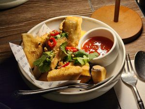 Fried silky tofu and eggplant with sweet chilli at Muum Maam Barangaroo in Barangaroo