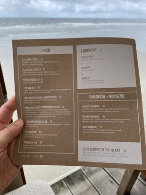 Menu  at Beachclub The Sunset in Ameland