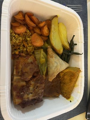 Lasagne, fennel, carrots, tofu scramble and green beans   at Alhambra in Milan