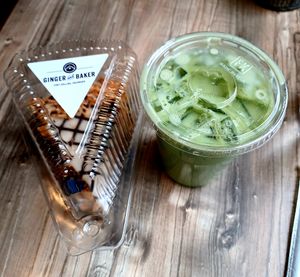 Peanut butter pie and lavender matcha at Ginger and Baker in Fort Collins