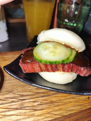3d printed vegan meat Bao bun at Pinchos in Oerebro