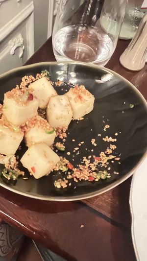 Fried garlic tofu! Amazing !  at Mimi Mei Fair in London