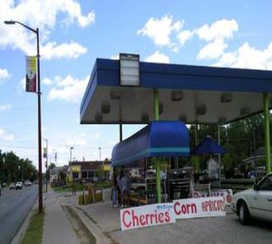 unique venue - uses the space where an old gas station used to be at Fruit Dock in Traverse City