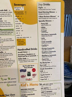 Drinks options   at Epic Egg in Cheyenne