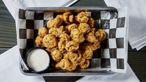 Vegan Fried Mushrooms 
Served with Vegan Ranch at Torque Grill & Cantina in Burleson