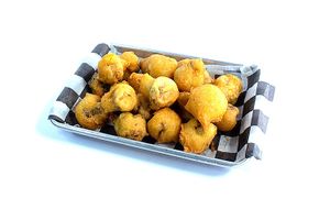 Fried Mushrooms with vegan tempura batter. at Torque Grill & Cantina in Burleson