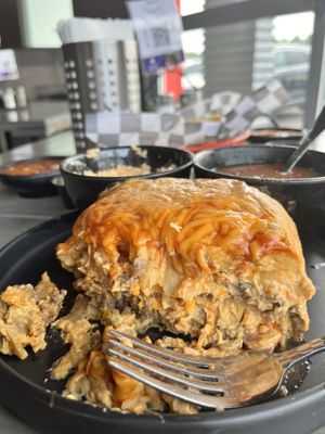Inside of stacked enchiladas   at Torque Grill & Cantina in Burleson