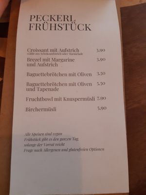 Frühstückskarte at Tattoo-Café Peckerl in Dresden