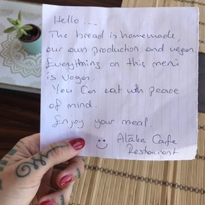 Nice note with the order 💓 at Alâka in Antalya