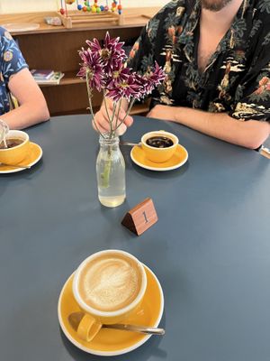 Almond milk coffee   at Pavement Coffee Co in Banbury