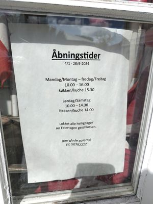 Opening hours at Den Glade Gulerod in Ringkobing