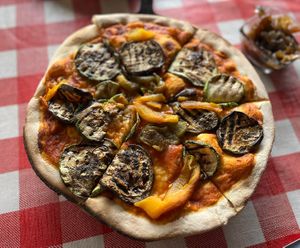 Veggie Pizza. The onions on the side make the dish!  at La Finestra in Oaxaca